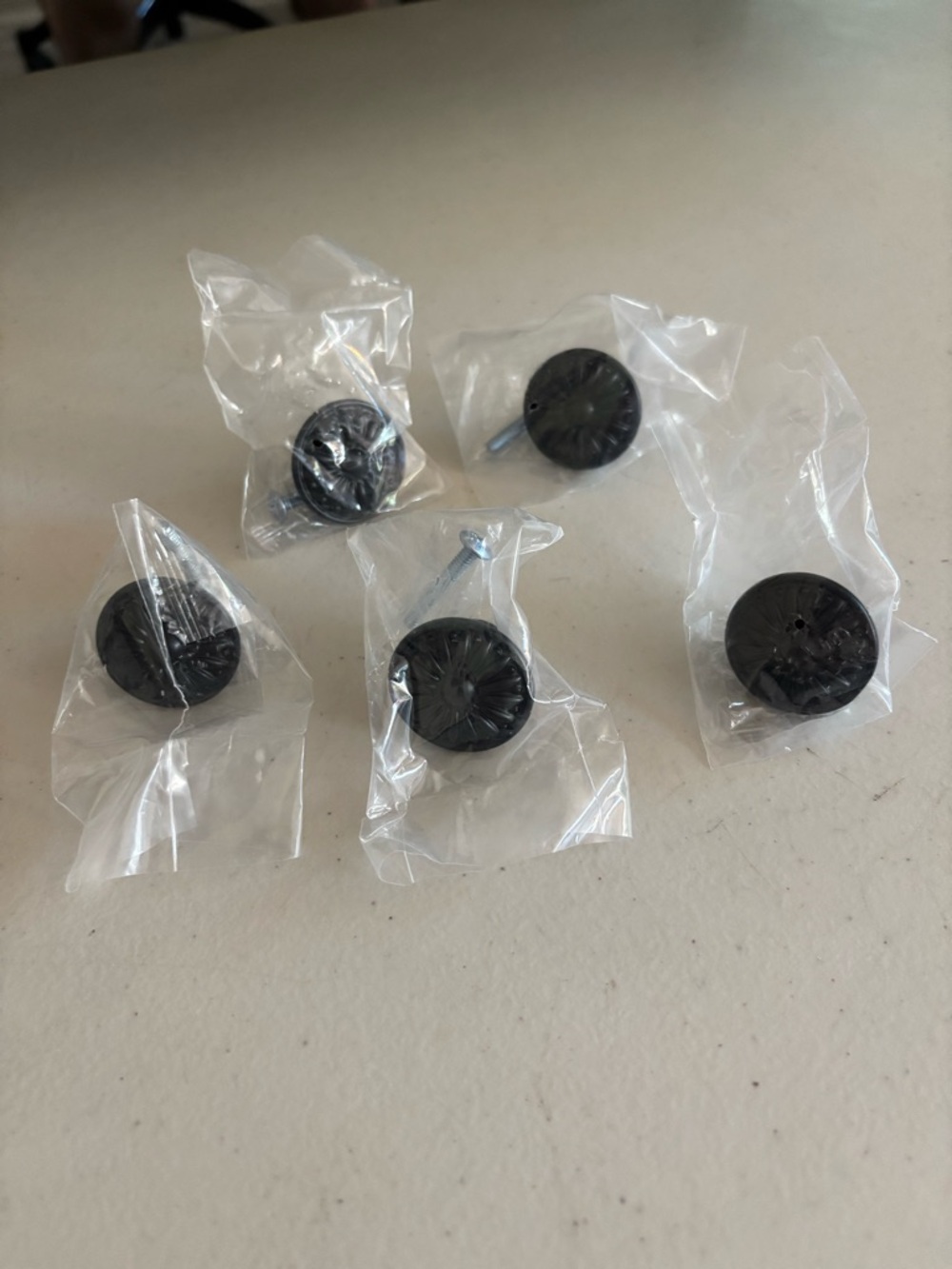 Set of 5 Black Drawer Knobs metal new